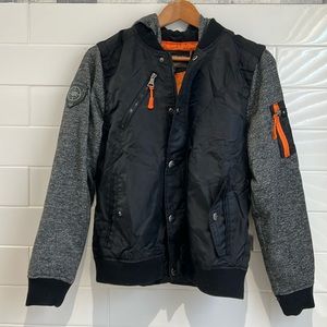 Urban Republic Boys Jacket size XL Black Gray Buttons zipper Outerwear